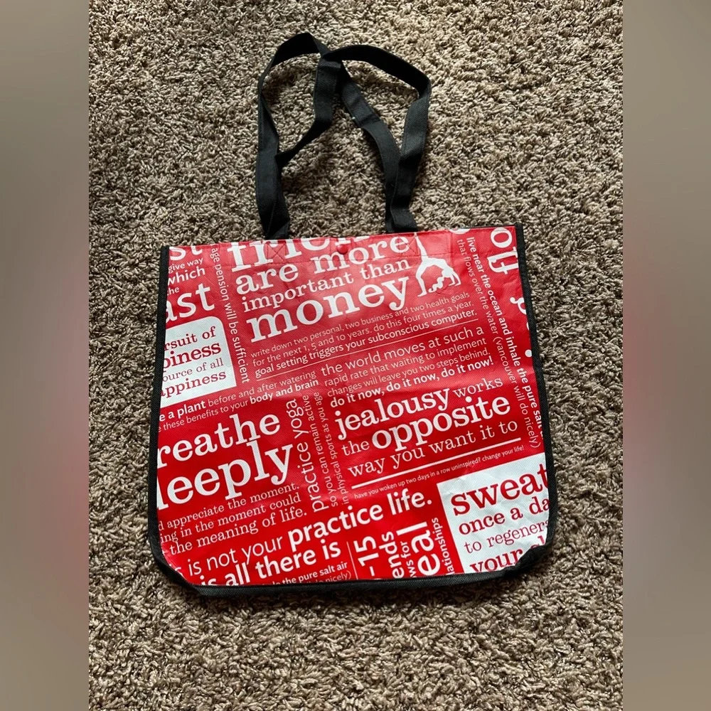 Lululemon Classic Large Red Quote Reusable Bag - Picture 2 of 4